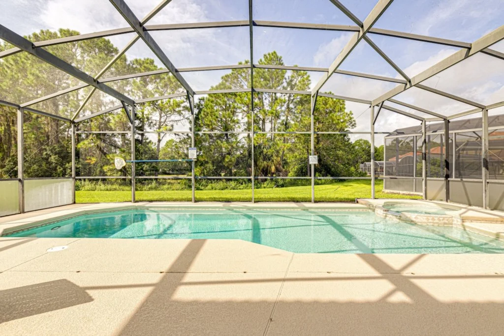 Private pool and spa overlooking conservation at our Watersong home
