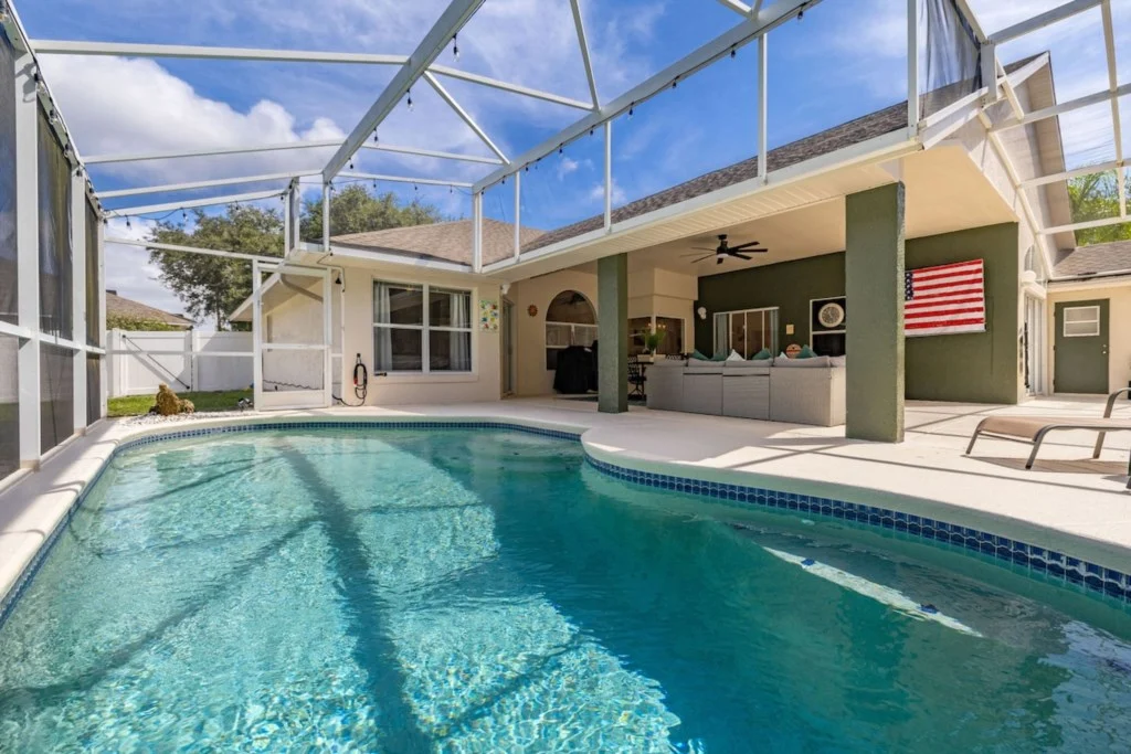 South-facing private pool and spacious outdoor living area