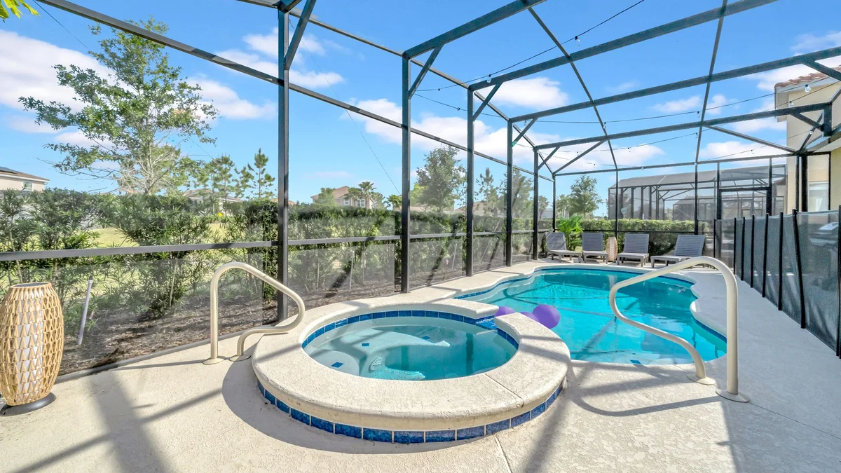 Private pool and outdoor living area at an Orlando vacation home